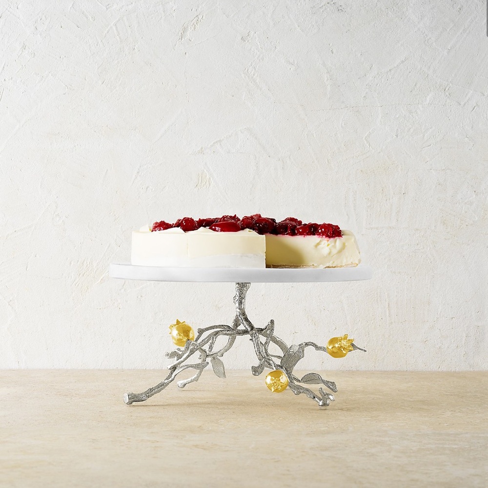 Michael Aram Pomegranate Silver and Gold Cake Stand